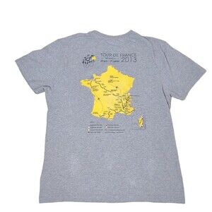Paris Tour De France 2013 Race Map Gray and YellowShort Sleeve Tshirt size Large